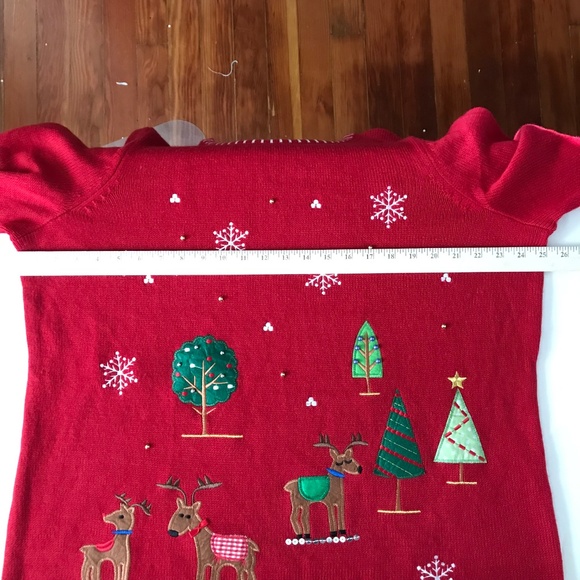 WHITE STAG Christmas Sweater Plus Size 2X 18W 20W Snowflake Reindeer Holiday Red - Picture 11 of 16